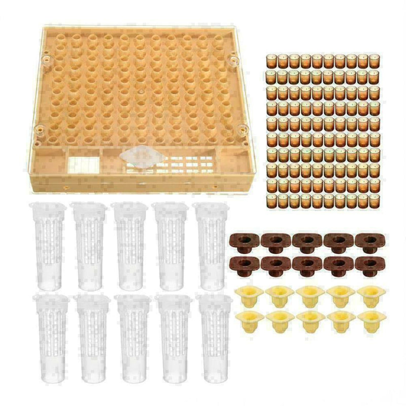 131pcs Bee Queen Rearing Cupkit Box System Beekeeping Cell Cage Tool Cup Ki H4N9