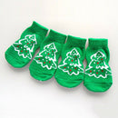 Pet Dogs Christmas Tree Anti-slip Knit Cotton Short Socks 4PCS/Set XL green