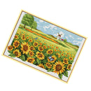Cross Stitch Stamped Kit Pre-Printed Pattern Sunflower, 11ct Aida Fabric Size 36