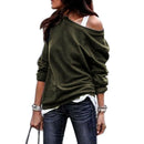 Women Autumn Fashion Off Shoulder Long Sleeve Sweatshirt Blouse Ladies Casu
