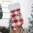 Christmas Stocking Candy Bag Xmas Tree Snowflake Plaid Socks (Red+White)