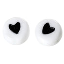 50Pcs Useful Acrylic Heart Love Coin Round Flat Spacer Beads 7mm Black & White #