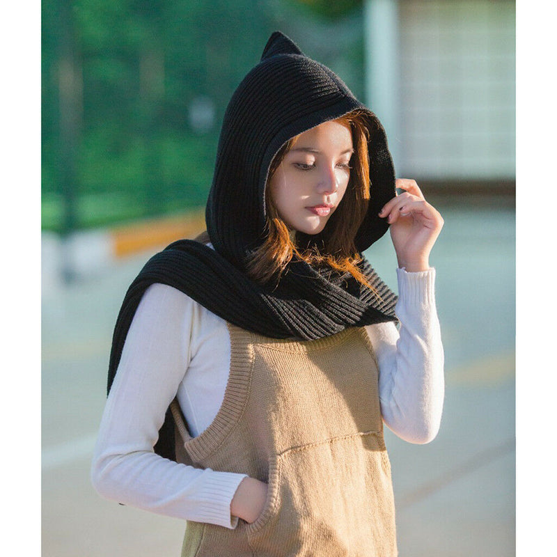 2x Women Winter Hooded Scarf Ladies Shawl Pashmina Stole Blanket Wrap Beanie