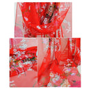 Red Charming Floral Pattern Printed Chiffon Anti-UV Scarf For Women