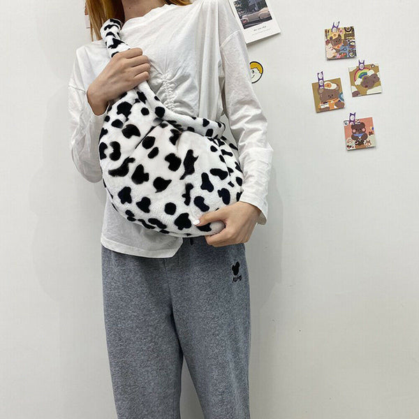 Fashion Pleated Dumplings Women Handbags Cow Printed Big Capacity Messenger Bags
