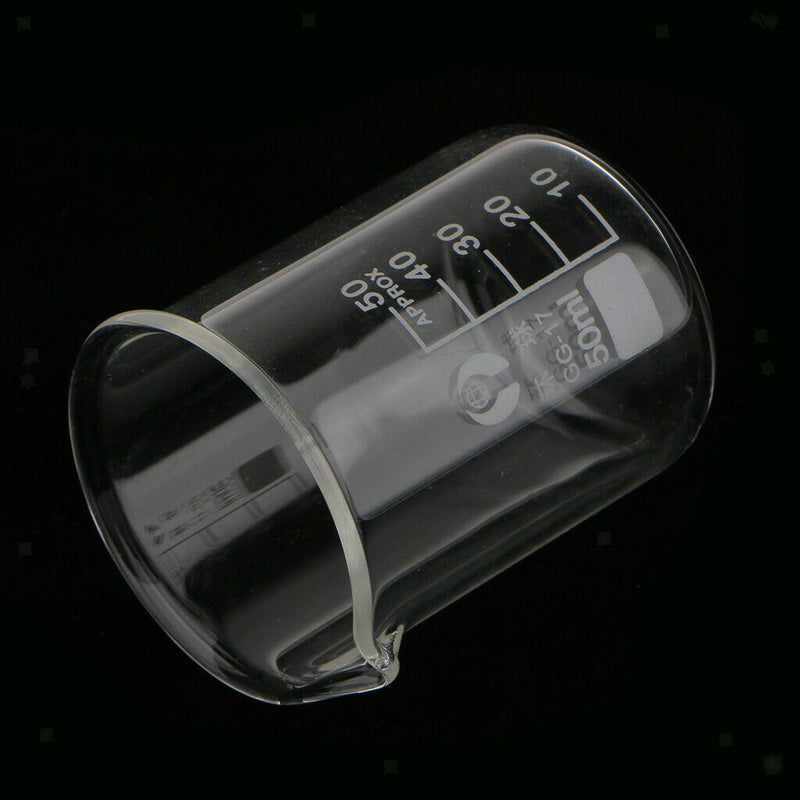 2 Pcs 10ml 50ml Borosilicate Glass Beaker -- Graduated Low Form Measuring