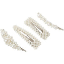 Pearls Hair Clips For Women Girls 4Pcs Large Bows/Clips/Ties For Birthday
