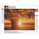 5D DIY Full Drill Diamond Painting Sunset Ship Cross Stitch Embroidery Kits