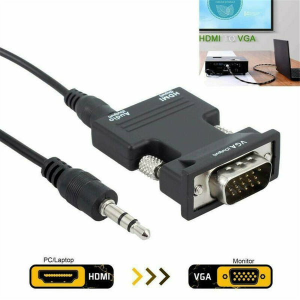 1*HDMI Female to VGA Male Converter w/ Audio Adapter Support 1080P Signal Output