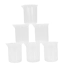 6 Pcs Plastic Lab 100mL Graduated Measuring Beaker Cup Clear V9D9