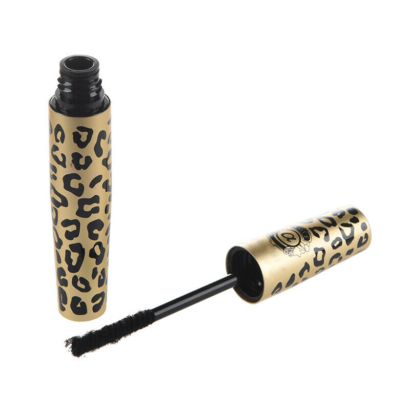 2 x Mascara Eyelash Extension Makeup Brush + Black Leopard Case Q1V2