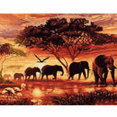 DIY Oil Painting By Numbers Elephants Landscape Drawing On Canvas Office Decor G