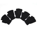 Men Black Knitted Stretch Elastic Warm Half Finger Fingerless Gloves WinterLJ