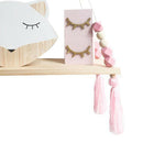 Wooden Wall shelf Hanging Tassel Children baby Nordic Style Wall Frame pink