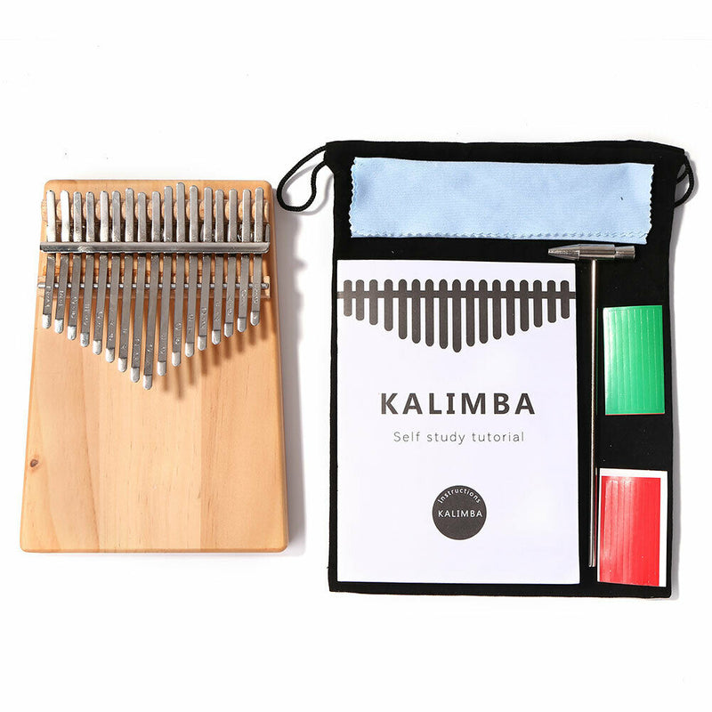 17 Keys Kalimba Musical Instrument Pine Wood Thumb Finger Piano (Dark Wood)