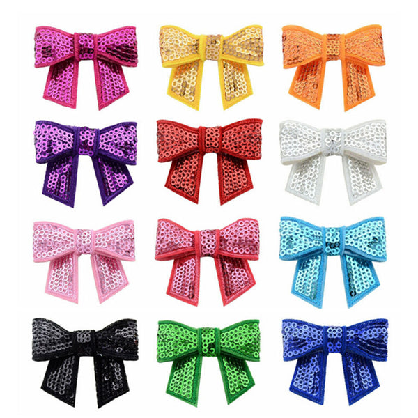 10pcs New Embroidered Sequin Bows Glitter Tie Hairpin Accessories HeadbandsJ,a