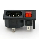Power Socket Connector On/Off SPST Red Rocker Switch AC 250V 10A VxBX