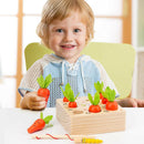 Baby Wood Montessori Toys Carrot Harvest, Magnetic Catching Worm Game, Shape