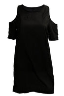 Black Summer Women Bodycon Sexy Strapless Short Sleeve Chiffon Clothes BeachV1Q2