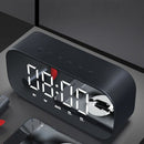 Bluetooth Speaker with FM Radio LED Mirror Alarm Clock Subwoofer Music Play