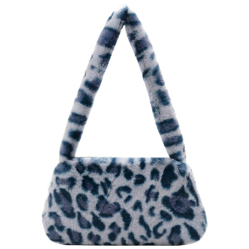 Animal Pattern Underarm Bag Women Mini Plush Shoulder Handbags Purse (12)