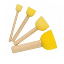 4pcs DIY Wooden Handle Sponge Painting Graffiti Brush for Kids Drawing Toys A