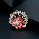 Womens Crystal Scarf Ring Clip Buckle Flower Silk Shawl Holder Brooch Badge With
