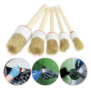 10x 25mm Soft Car Wash Detailing Brush Wood Handle For Clean Trim Seat Wheel Kit