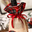 Christmas Lattice Champagne Wine Bottle Cover Drawstring Pocket (Santa) A