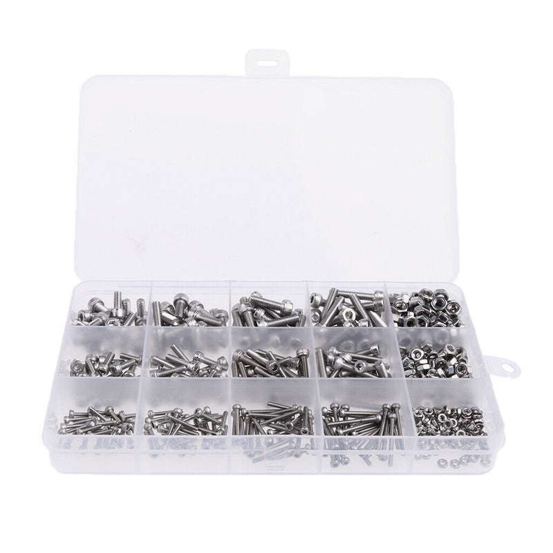 535 Pieces Socket Cap Screw Hex Head Bolts Nuts Assortment Kit Set-M2 M3 M4