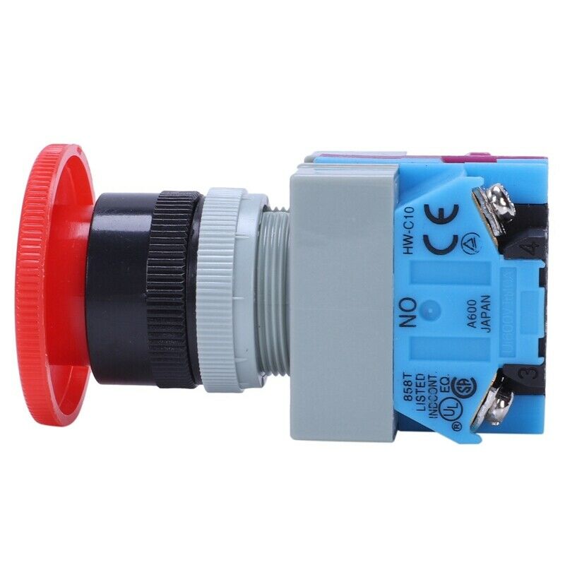 AC 600V 10A Red Mushroom Emergency Stop Push Button Switch 22mm NO NC Y9S3