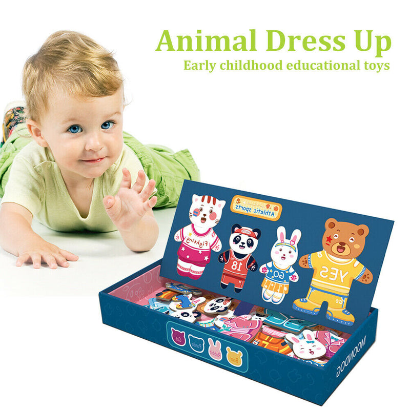 Wooden Dressing Game Children Toys Four Little Bears Change Clothes Dress Puzzle