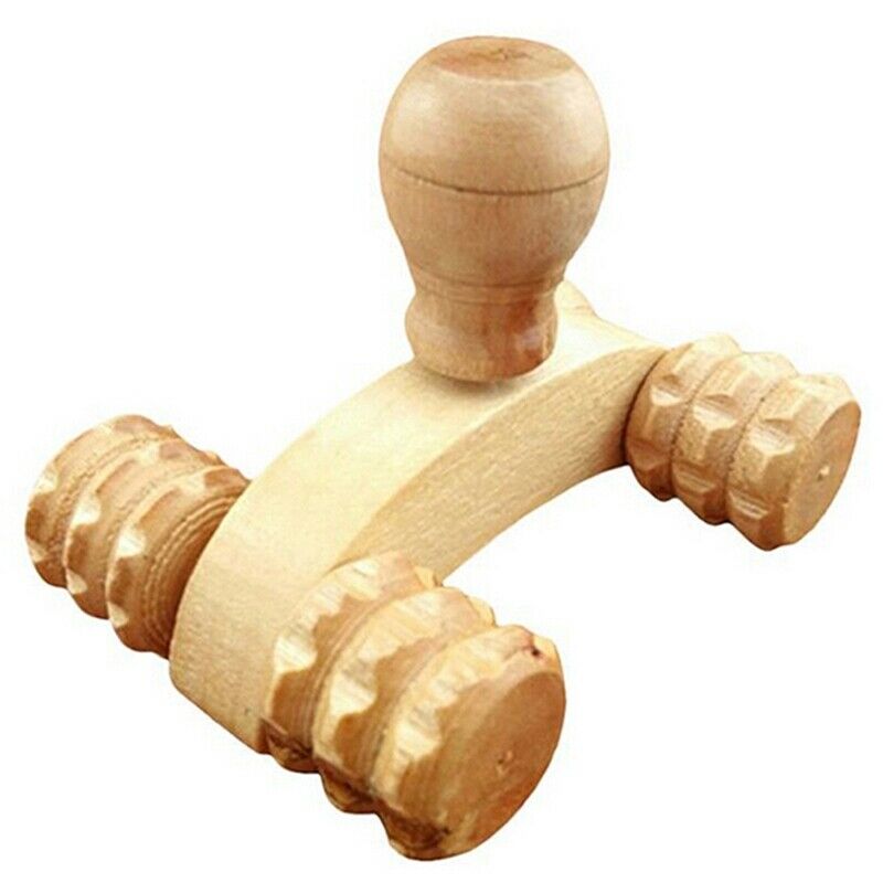 10Pcs Solid Wood Full-Body Four Wheels Wooden Car Roller Relaxing Hand Mass K6N3