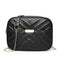 Women Simple Leather Crossbody Bag Chain Shoulder Messenger Handbag (Black) A