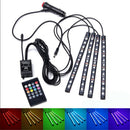 Durable 4*12LED Multicolor Car Interior Strip Lights Wireless Remote Control
