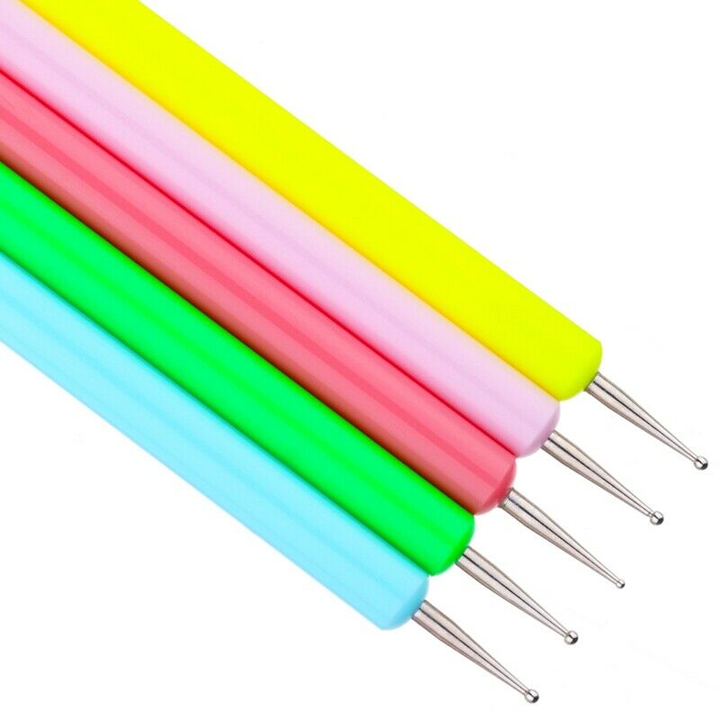 5Pcs Dual End Nail Art Mixed Color Stripe Lines Liner Drawing Painting Brus L2V6