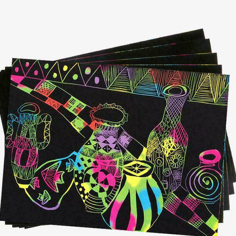 16K Colorful Scratch Paper Kids Creative Magic Drawing Paper With Scratch P E0Z2