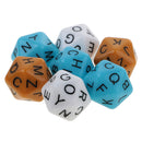 Pack of 7 20-sided D20 English Letters Dices for Party Outdoor Game RPG 16mm