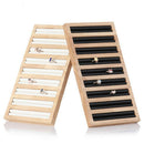 Bamboo Wooden Ring Display Plate Stud Earring Box Jewelry Display Tray White