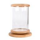 Multi-functional Desktop Decor,Bamboo Frame Clear Glass Aquarium / Glass Vase /