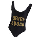 Women's Letter Print Swimsuit One Piece Swimwear Monokini Bodysuit L Black