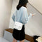 Hit Color Women Crossbody Bag Belt Buckle PU Mini Shoulder Pouch (White)