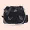 Luminous Butterfly Messenger Bag Women Drawstring Shoulder Handbag (Black)