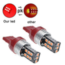 2 X T20 7443 15 RED LED DUAL FILAMENT CAR UTE BRAKE STOP TAIL LIGHT BULB 12V