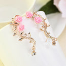 Fashion Crystal Earrings For Women Branch Flower Stud Cuff Earrings Ear Jewelry