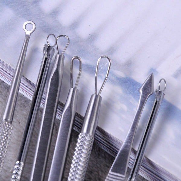 Hot 7Pcs Blackhead Pimple Blemish Comedone Acne Extractor Remover Tools Set Kit