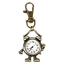 Retro Bronze Metal Clock Robot Keyring Chain with Clock 1.8" NEW H9F9