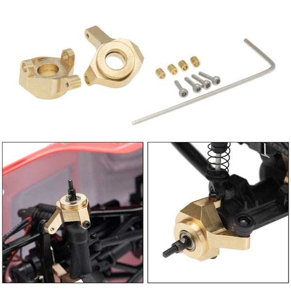 2pcs Brass Front Steering Knuckle Fits Axial SCX24 AXI90081 1:24 Scale