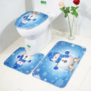 3 Pc/set Happy Santa Toilet Seat Cover Rug Bathroom Set Decor Soft Christmas