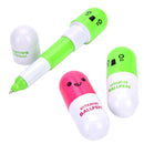 Smiling Face Pill Shape Ballpoint Pen Cute Cartoon Favor Retractable Ball Pe Gw